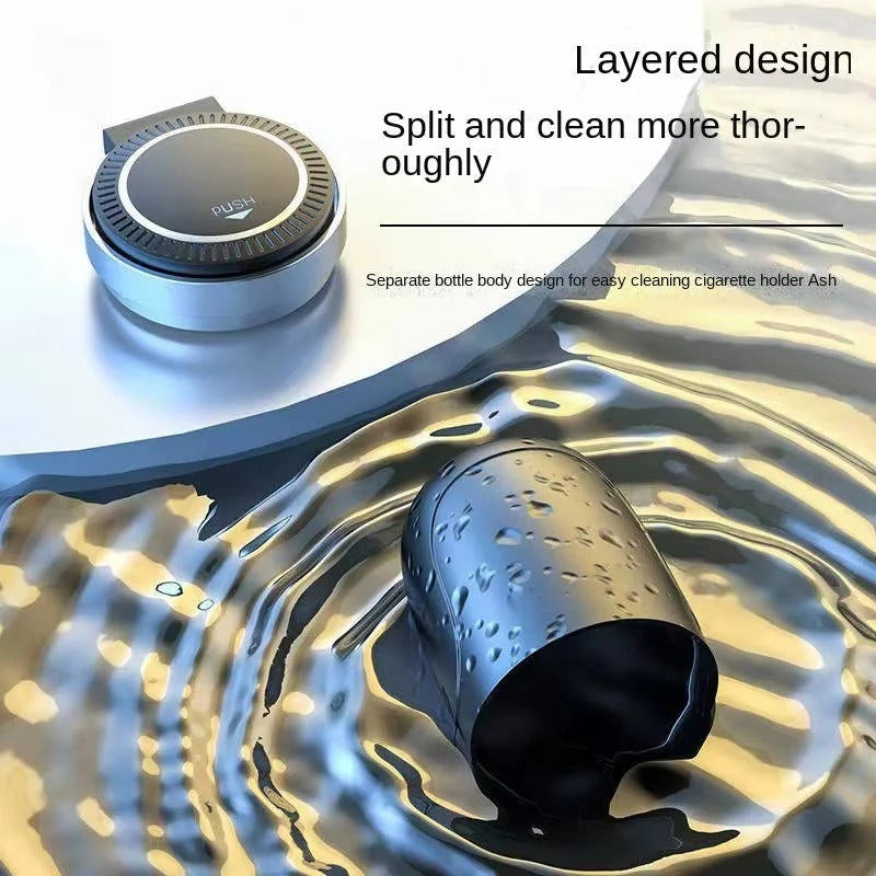 Portable Cup Holder Ashtray with LED Light, Lidded and Odour Resistant Design