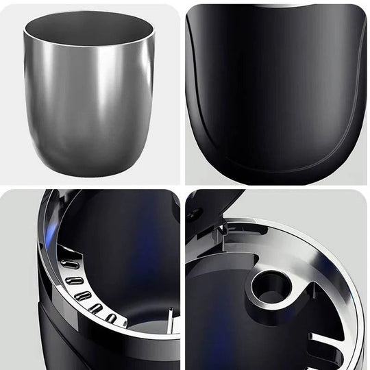 Portable Cup Holder Ashtray with LED Light, Lidded and Odour Resistant Design