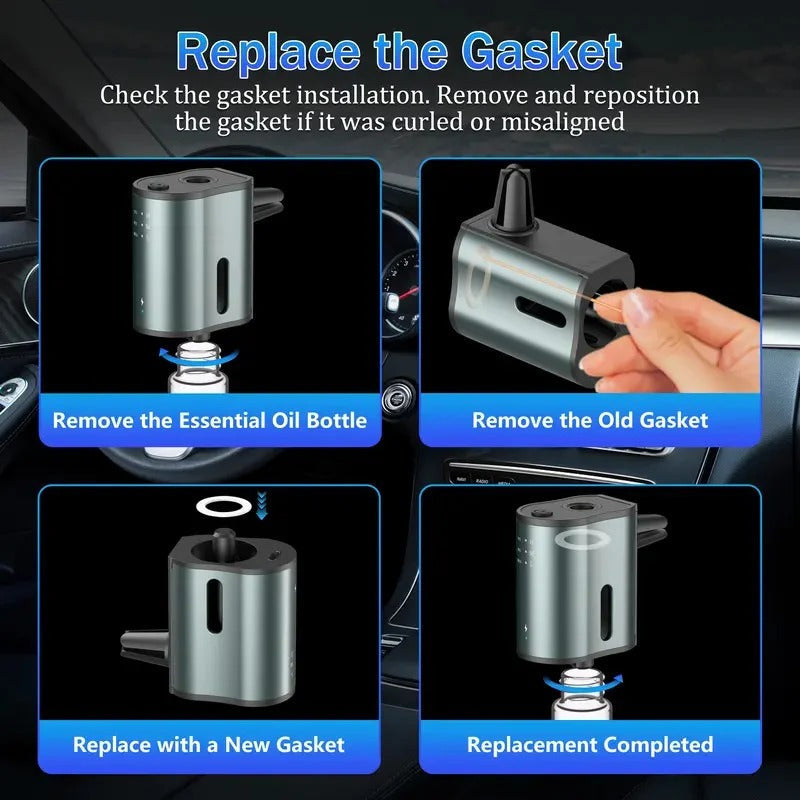 Waterless Car Aromatherapy Diffuser with Adjustable Fragrance Intensity and 3 Refill Bottles