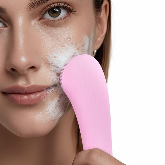 Rechargeable Silicone Face Scrubber with Heated Massage and Vibrating Exfoliation
