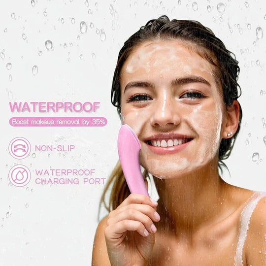 Rechargeable Silicone Face Scrubber with Heated Massage and Vibrating Exfoliation