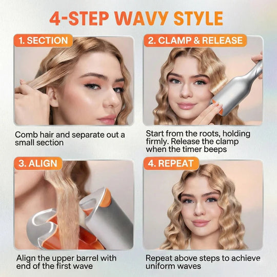 25mm Dual Barrel Hair Waver with 5 Adjustable Heat Settings