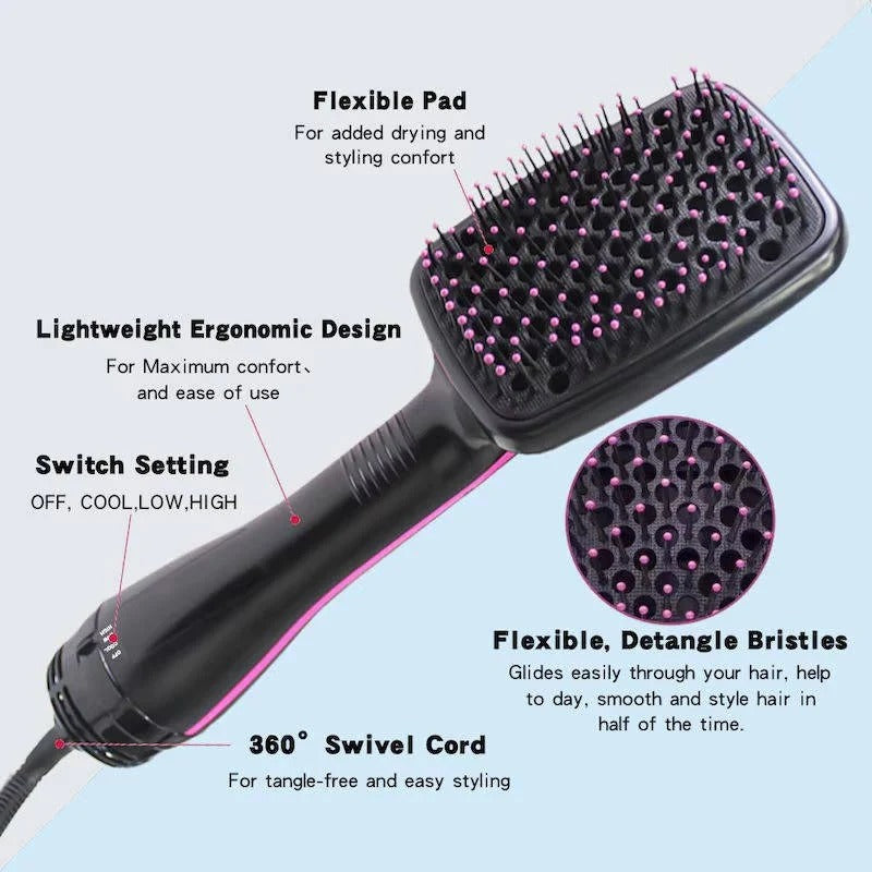 1000W Paddle Blow Dryer Brush with 3 Adjustable Heat Settings