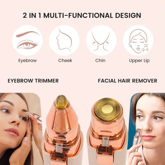 Women's LED Facial Hair Epilator with Eyebrow Shaver for Painless Hair Removal
