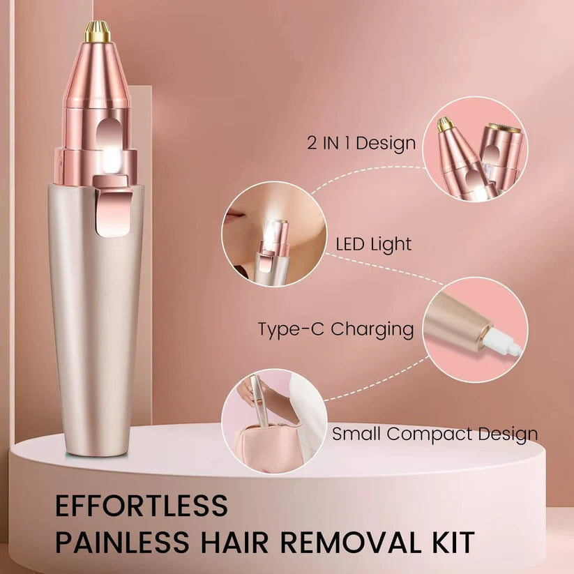 Women's LED Facial Hair Epilator with Eyebrow Shaver for Painless Hair Removal