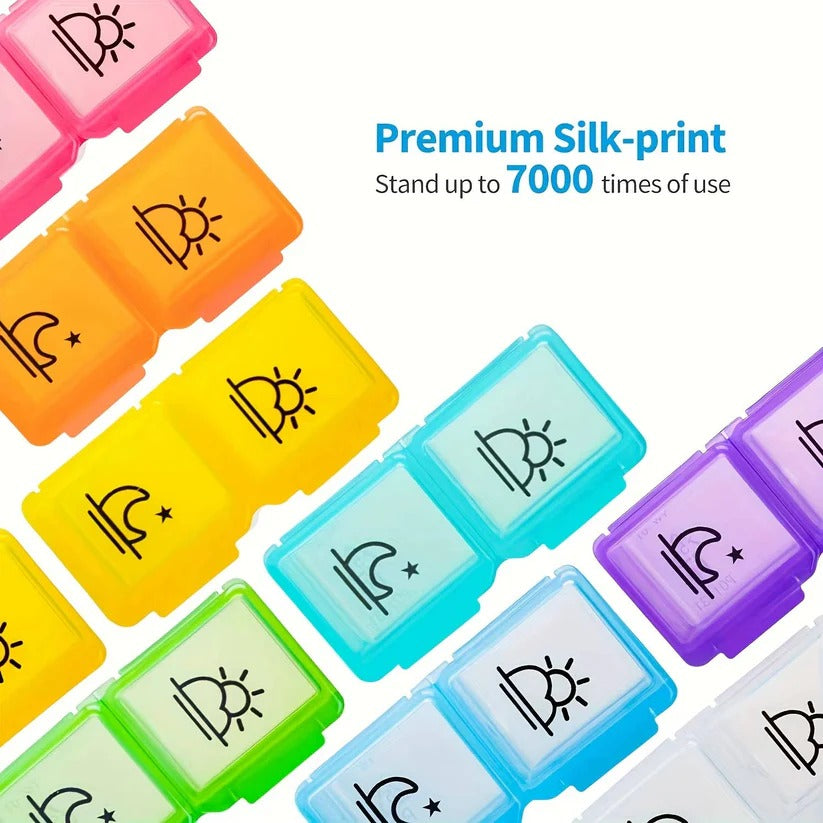 31 Day AM/PM Pill Organiser with Large Storage Case and Label Stickers for Daily Medication