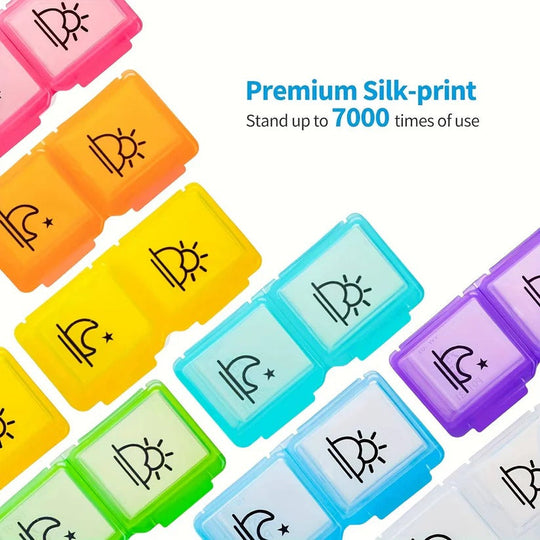 31 Day AM/PM Pill Organiser with Large Storage Case and Label Stickers for Daily Medication