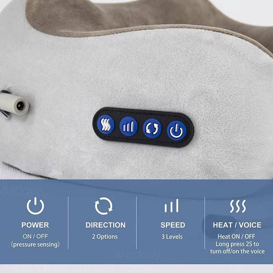 Ergonomic Travel Neck Pillow with Built-In Massager for Relaxation Support