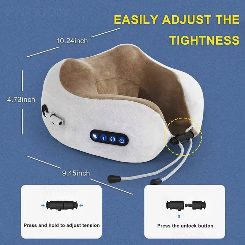 Ergonomic Travel Neck Pillow with Built-In Massager for Relaxation Support
