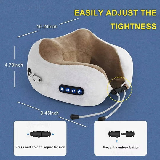 Ergonomic Travel Neck Pillow with Built-In Massager for Relaxation Support