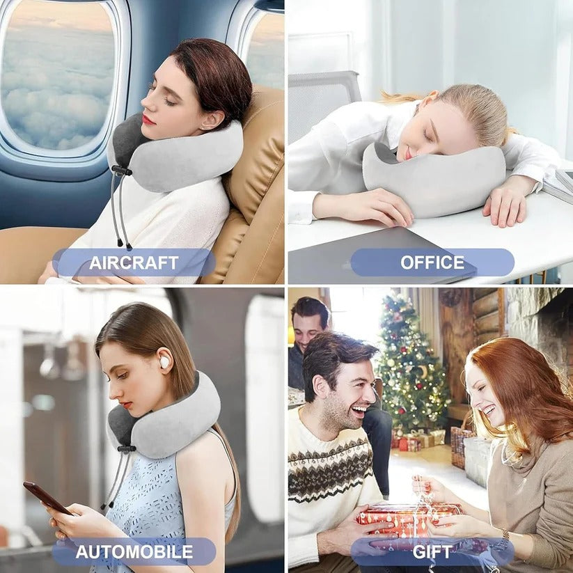 Ergonomic Travel Neck Pillow with Built-In Massager for Relaxation Support