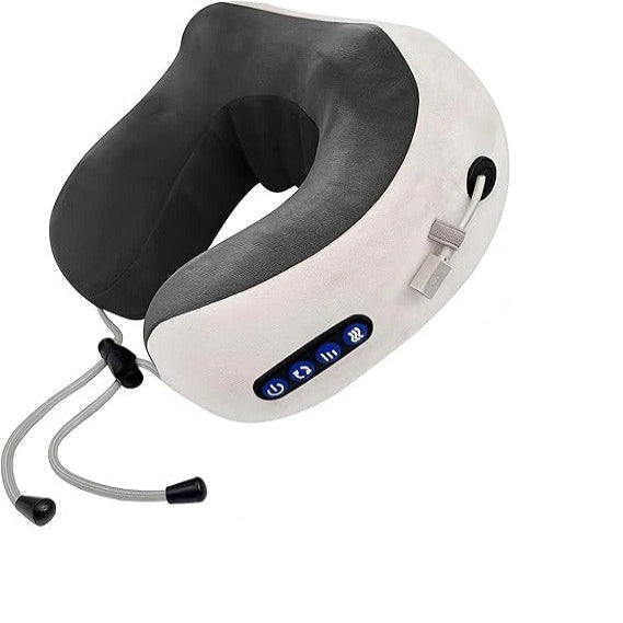 Ergonomic Travel Neck Pillow with Built-In Massager for Relaxation Support