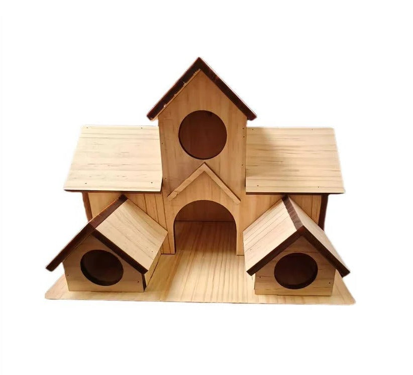 Hanging Wooden Bird House with Decorative Villa Design for Outdoor Gardens