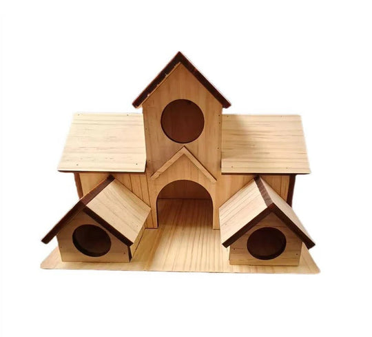 Hanging Wooden Bird House with Decorative Villa Design for Outdoor Gardens