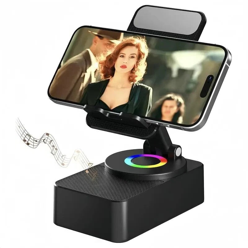 5-in-1 Wireless Bluetooth Speaker with Foldable Phone Stand and LED Lighting