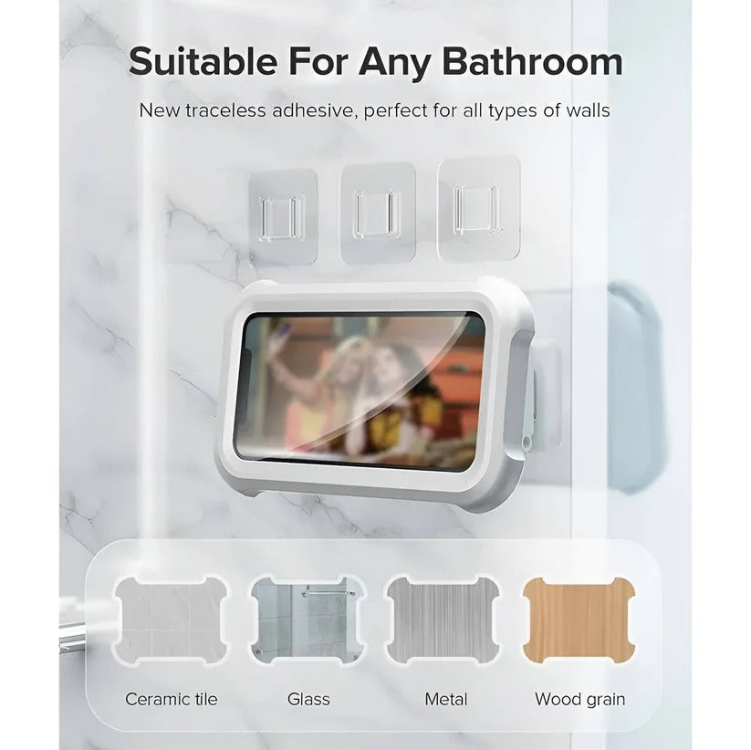 Wall Mount Bathroom Phone Holder with 480-Degree Rotation for Smartphones up to 6.8 Inches