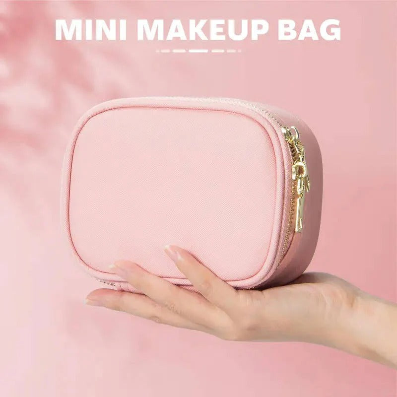 Portable Travel Cosmetic Case with Adjustable LED Mirror and Organiser