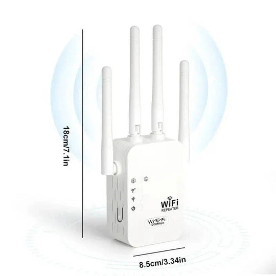 Dual Band Wi-Fi Range Extender with 4 Antennas and Ethernet Port for Whole Home Coverage