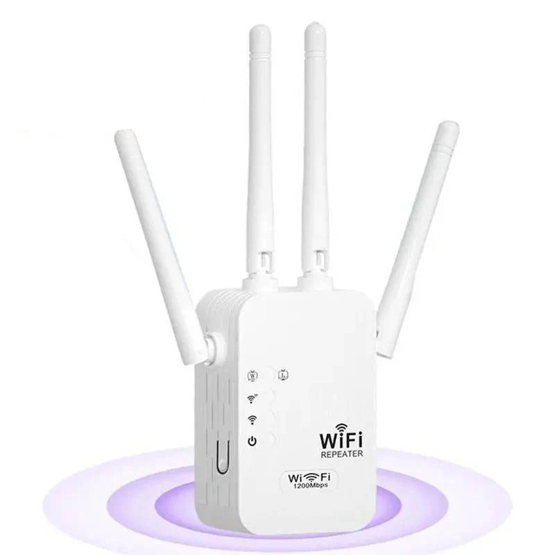 Dual Band Wi-Fi Range Extender with 4 Antennas and Ethernet Port for Whole Home Coverage