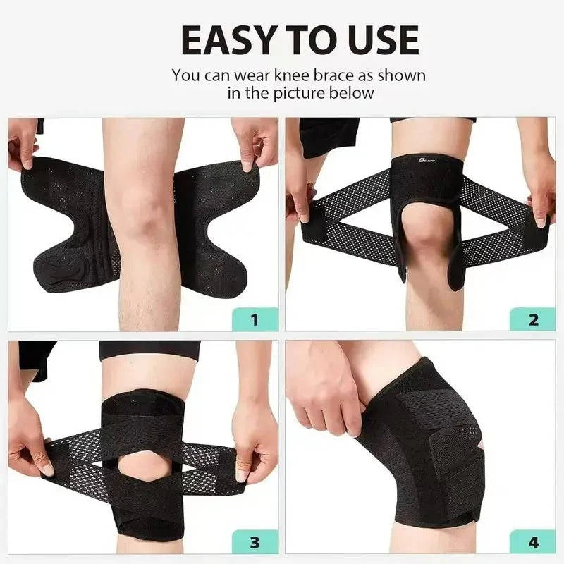 Adjustable Knee Brace with Side Stabilizers and Breathable Mesh Support