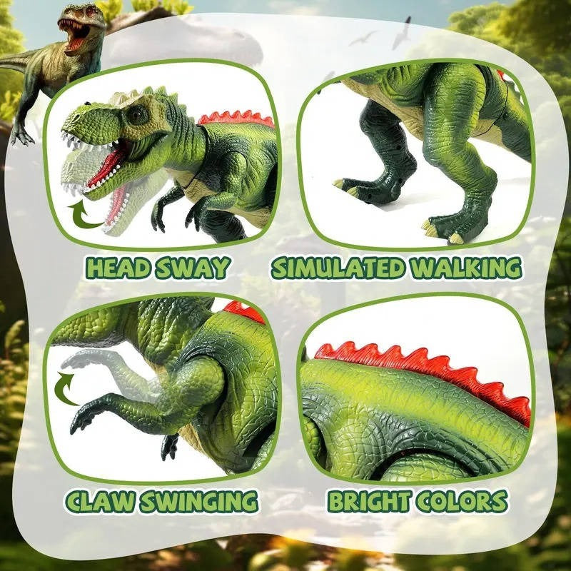 RC T-Rex Dinosaur Toy with Mist Spray, Roaring Sounds and LED Lights