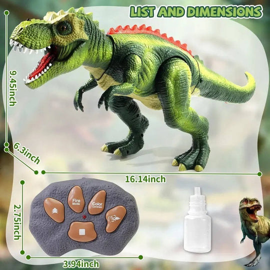 RC T-Rex Dinosaur Toy with Mist Spray, Roaring Sounds and LED Lights