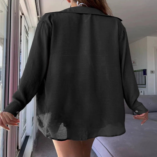 Women's Sheer Button-Front Cover-Up Shirt and Shorts Set