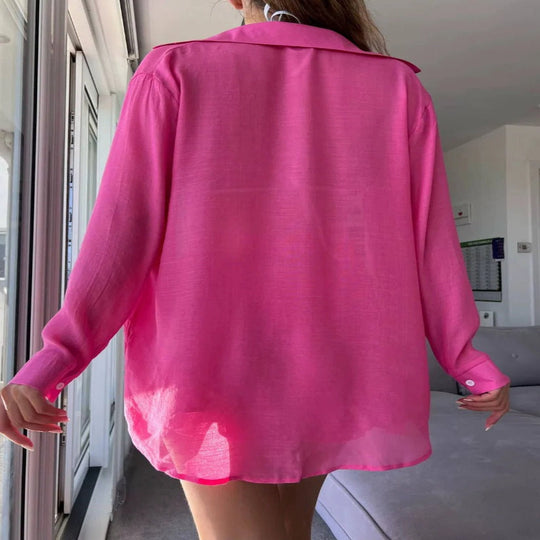 Women's Sheer Button-Front Cover-Up Shirt and Shorts Set