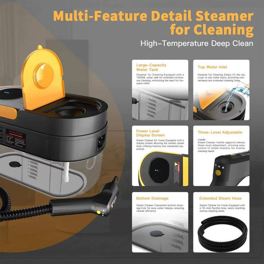 Handheld Steam Cleaner for Home and Car Use on Tiles, Grout and Floor Surfaces