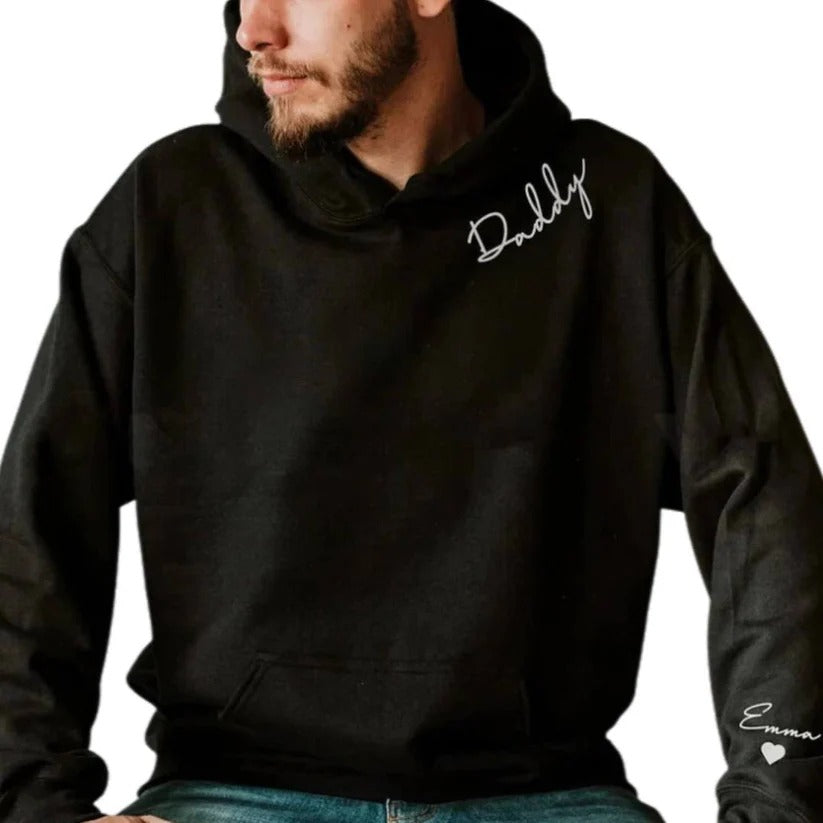 Personalised Pullover Hoodie with Custom Name on Sleeve