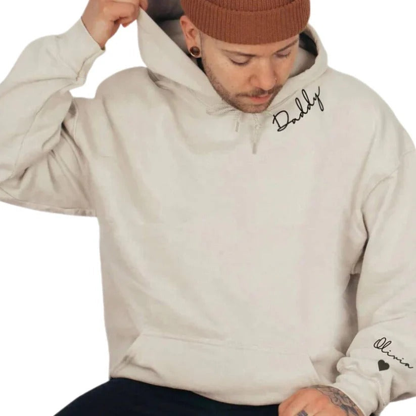 Personalised Pullover Hoodie with Custom Name on Sleeve
