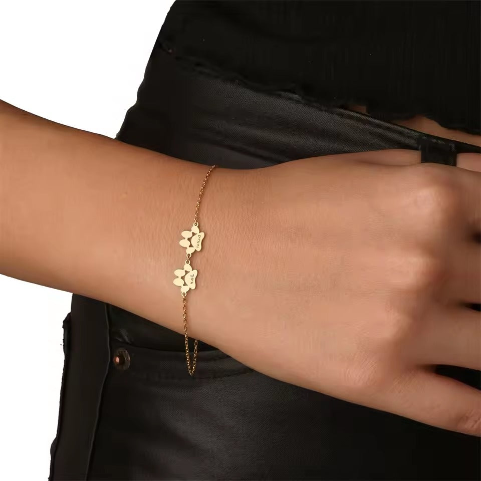Custom Pet Paw Print Bracelet with Personalised Symbol of Love