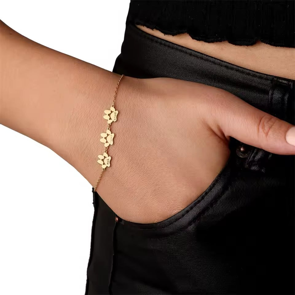 Custom Pet Paw Print Bracelet with Personalised Symbol of Love