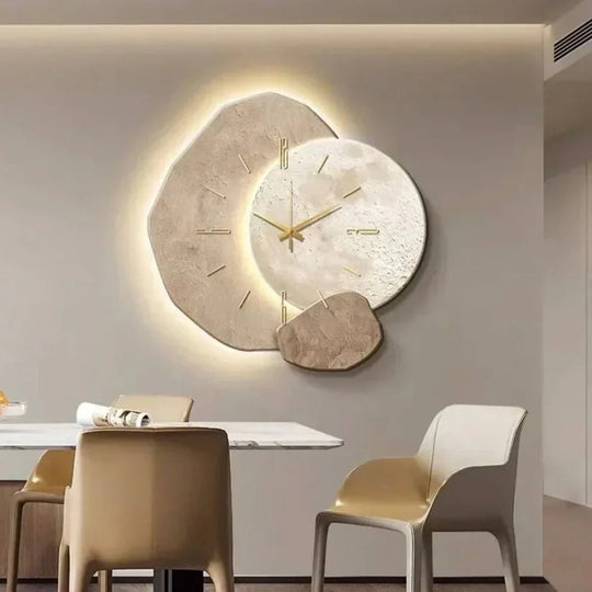 Natural Wood Wall Clock with Integrated Soft LED Lighting