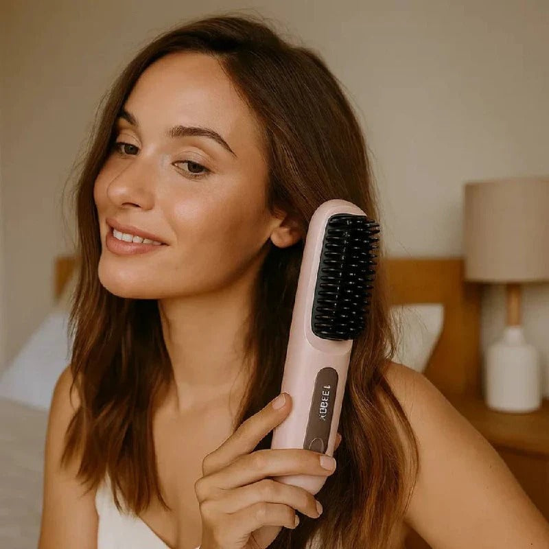 Ceramic Electric Hair Straightening Brush with Anti-Frizz Technology for Fast Gentle Styling