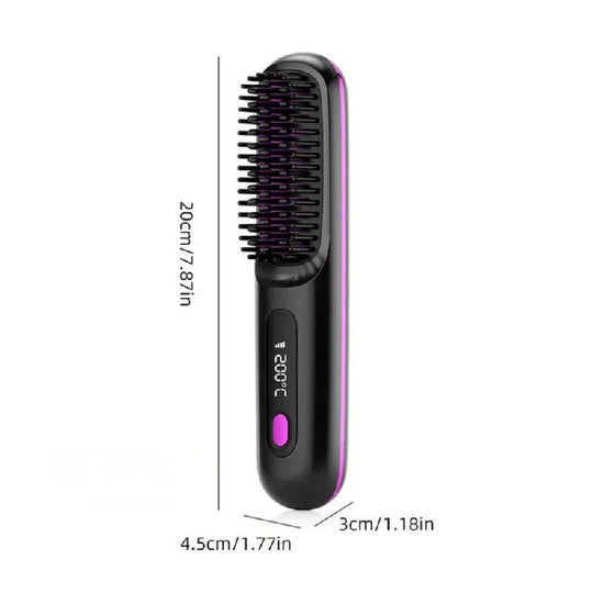 Ceramic Electric Hair Straightening Brush with Anti-Frizz Technology for Fast Gentle Styling