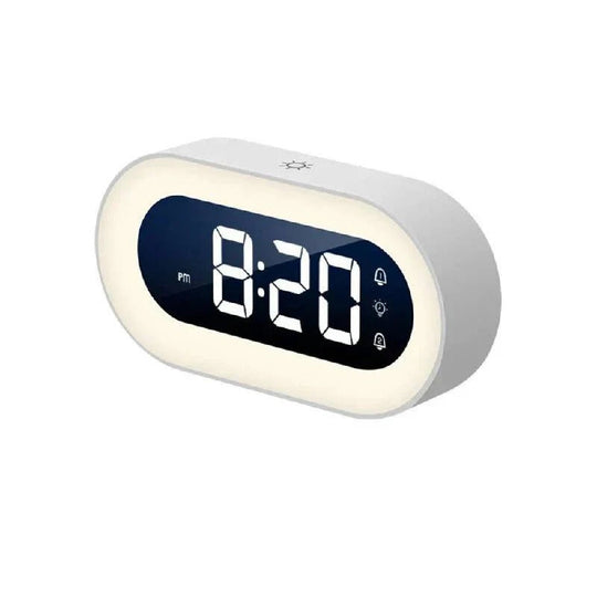 Dimmable Digital Bedside Clock with LED Display, Music Alarm and Adjustable Night Light