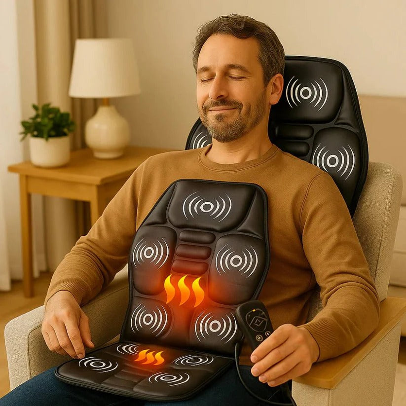 Vibrating Massage Seat Cushion with Heat and Remote Control for Back, Neck and Hip Relief