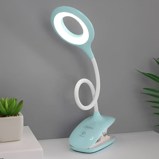 Clip-On Gooseneck LED Reading Light with Dimmable USB Rechargeable Design for Desk Use