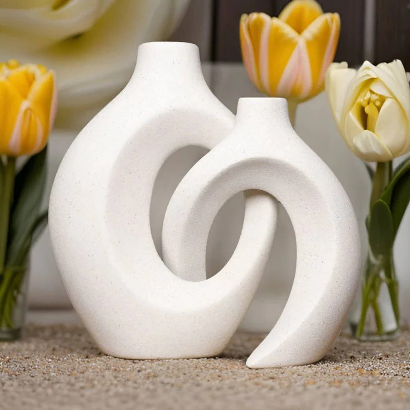 Woven Ceramic Vase for Fresh and Dried Floral Arrangements