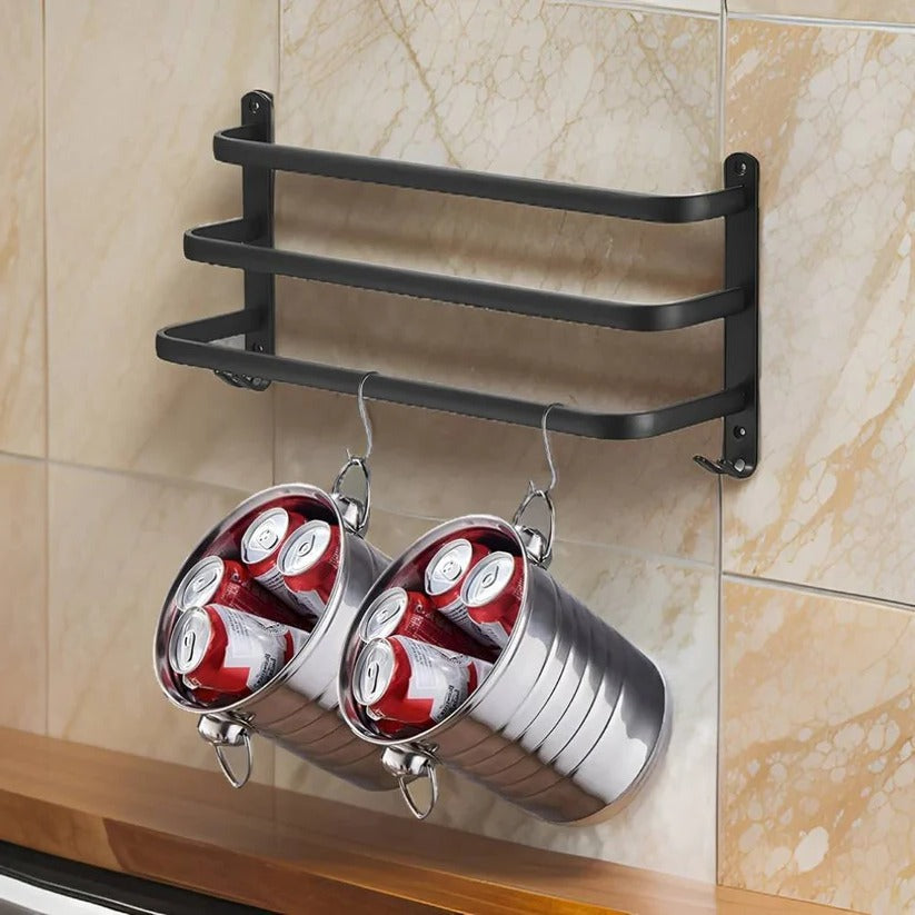 Layered Aluminium Wall Mounted Towel Rack for Bathroom Storage