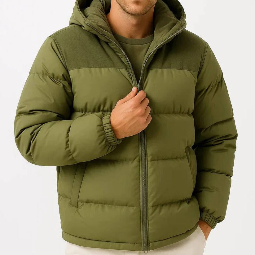 Men's Hooded Lightweight Puffer Jacket for Cold Weather