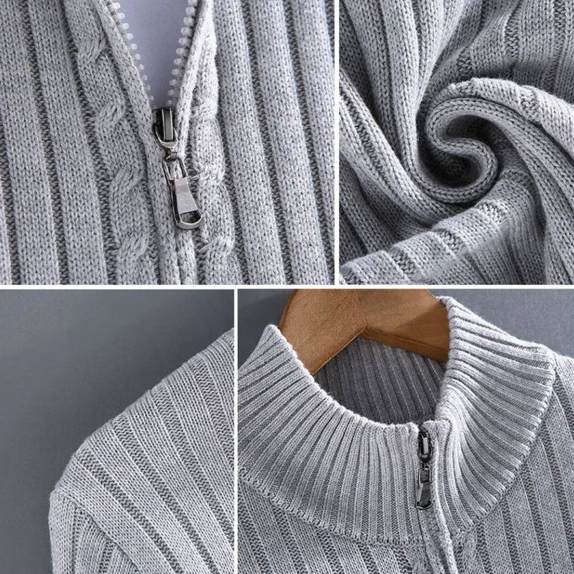 Men's Zip-Up Knitted Cardigan Sweater
