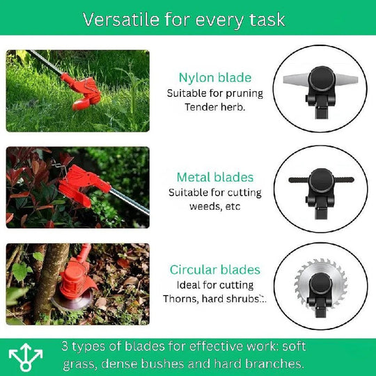850W Cordless Electric Brush Cutter with 21V Battery for Grass and Branch Clearing