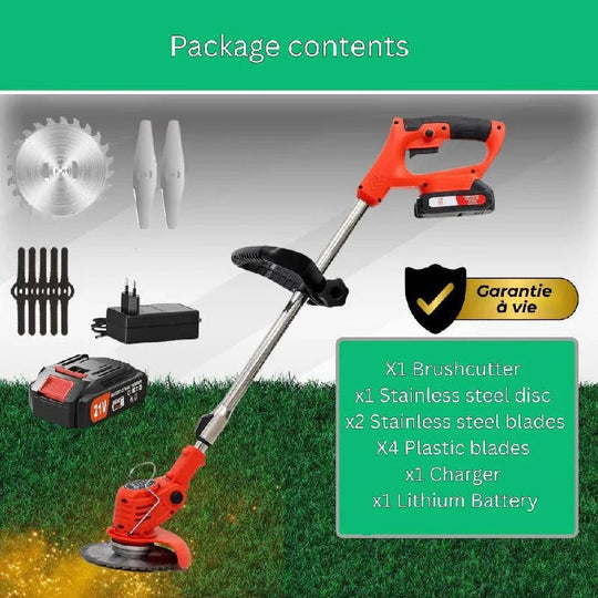 850W Cordless Electric Brush Cutter with 21V Battery for Grass and Branch Clearing