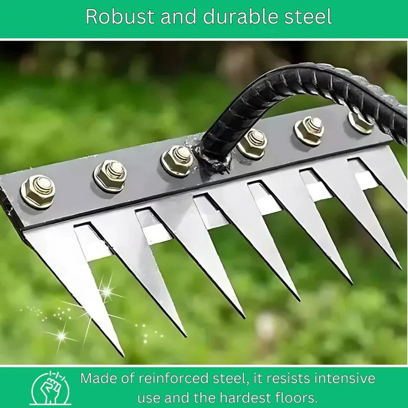 Steel Garden Rake for Weed Removal and Soil Maintenance