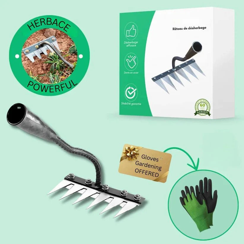 Steel Garden Rake for Weed Removal and Soil Maintenance