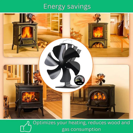 Silent Wood Stove Top Fan for Heat Distribution and Warm Air Circulation