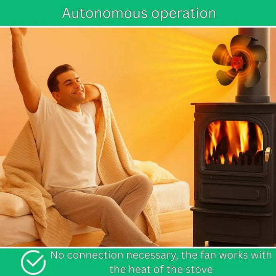 Silent Wood Stove Top Fan for Heat Distribution and Warm Air Circulation