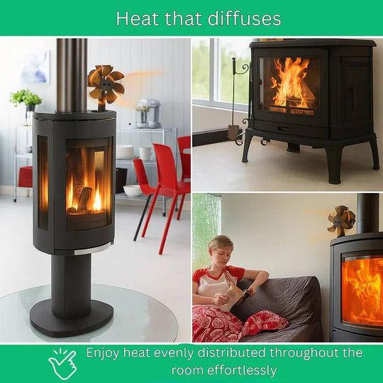 Silent Wood Stove Top Fan for Heat Distribution and Warm Air Circulation